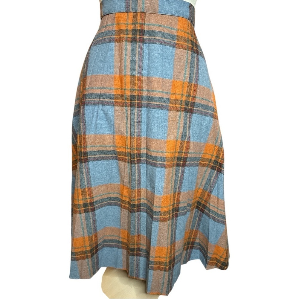 Plus size Vintage Wool Plaid Skirt